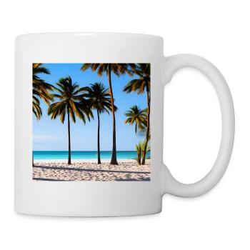 Plage ensoleillée au milieu des palmiers - Mug blanc - blanc - Droite