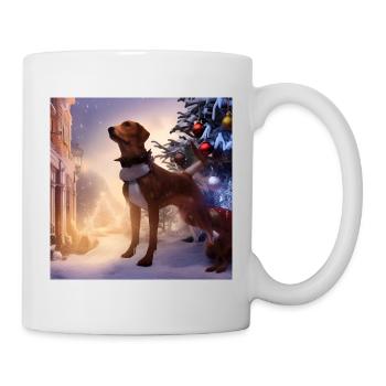 Christmas dog in the snow - Mug - white - Right