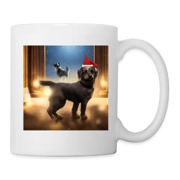 Un chien avec un chapeau de Père Noël - Mug blanc - blanc - Droite