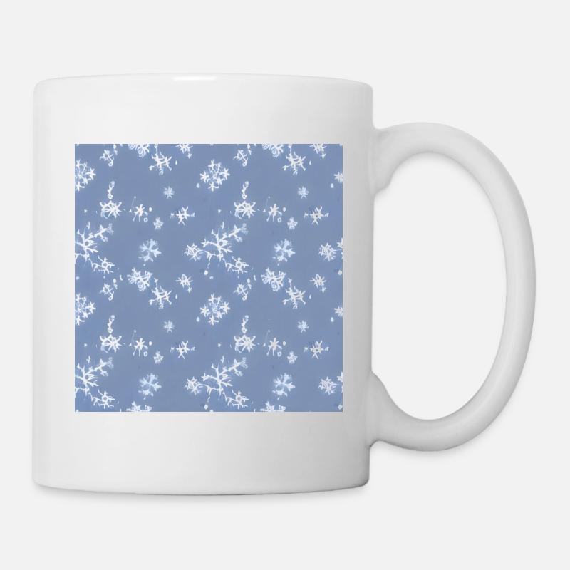 Motif de neige sur fond bleu - Mug blanc - blanc