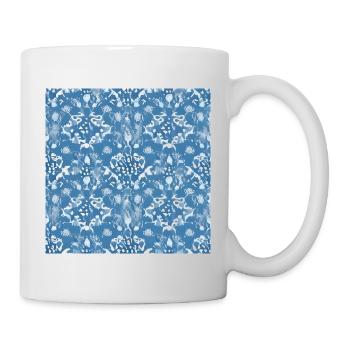 Ornament pattern on the blue background - Mug - white - Right