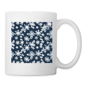 Snow pattern on navy blue background - Mug - white - Right