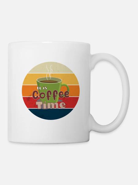 Es ist Coffee Time Retro im Hintergrund - Tasse - Weiß