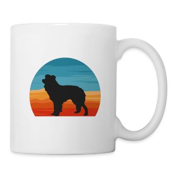 Border Collie Dog Lover Silhouette Vintage Sunset - Mug blanc - blanc - Droite