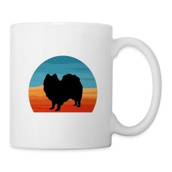 Indian Spitz Hundeliebhaber Silhouette Vintage Sonnenuntergang - Tasse - Weiß - Rechts