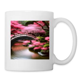 Japanischer Garten mit rosa Bäumen - Tasse - Weiß - Rechts
