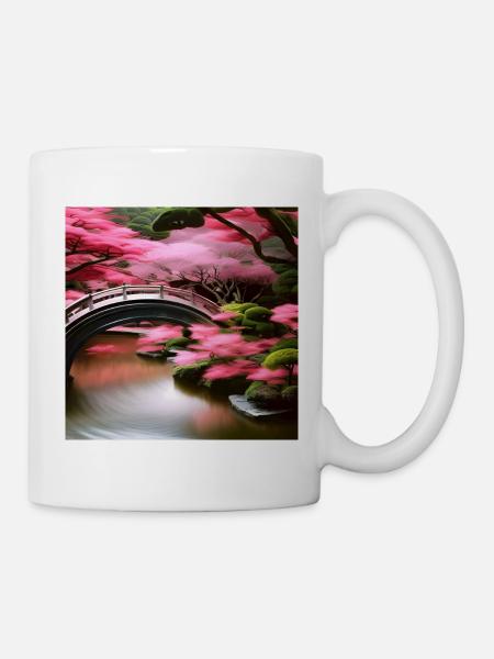Jardin japonais avec arbres roses - Mug blanc - blanc