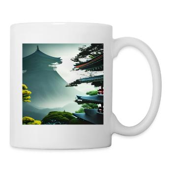 Japanese temple on the hill - Mug - white - Right