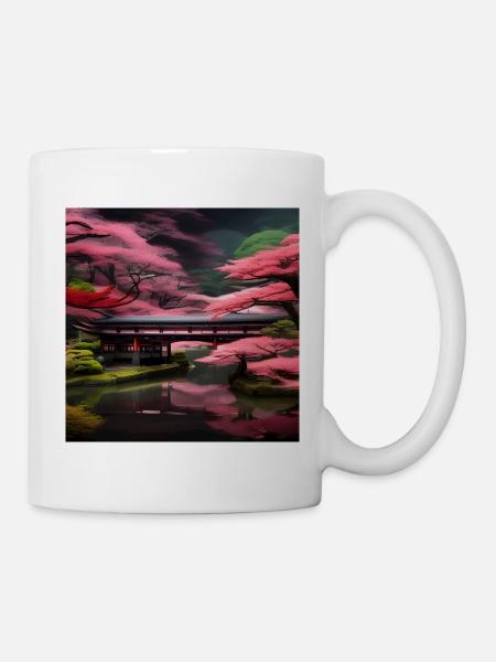 De beaux arbres dans un jardin japonais - Mug blanc - blanc