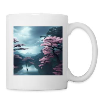 Pink trees by the water - Mug - white - Right