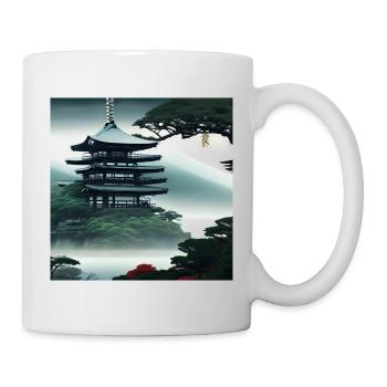 Japanese temple on the hill - Mug - white - Right
