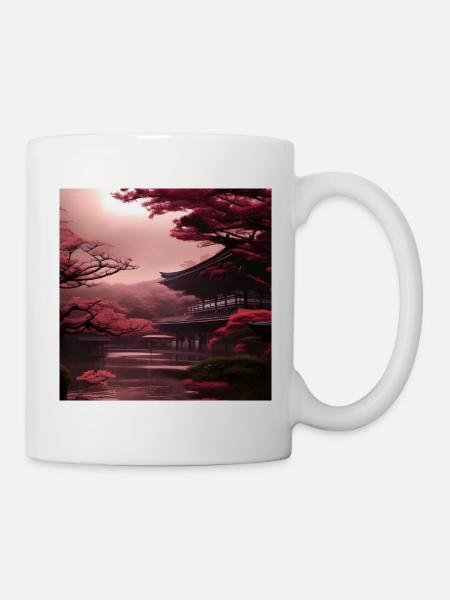 Japanese scenery in red - Mug - white