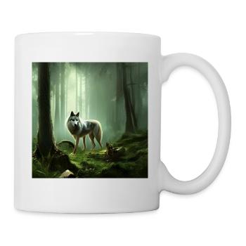 Loup dans la forêt verte - Mug blanc - blanc - Droite