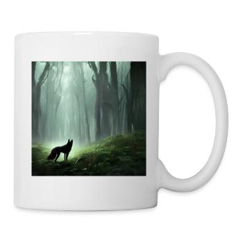A lone wolf in a large forest - Mug - white - Right