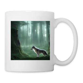 Loup blanc dans la forêt - Mug blanc - blanc - Droite