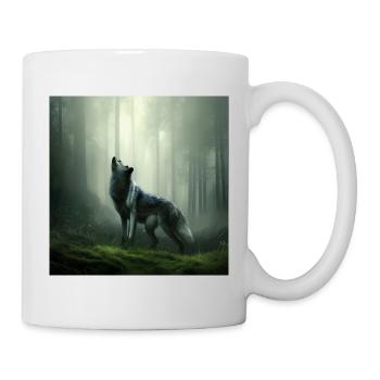 Howling wolf at midnight - Mug - white - Right