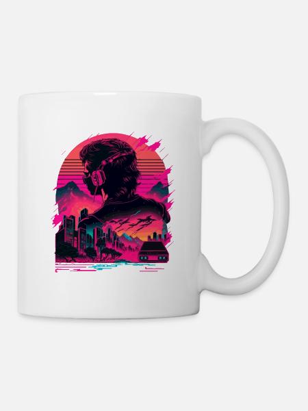 Synthwave-Raum - Tasse - Weiß