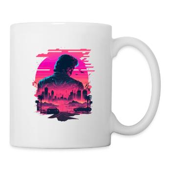 Synthwave City Skyline - Tasse - Weiß - Rechts