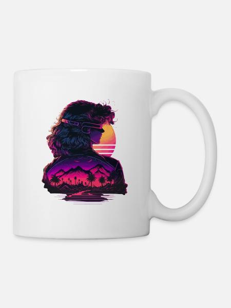 Retrowave Mädchen - Tasse - Weiß