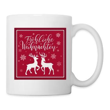 Joyeux Noël avec cerfs et cerfs. Affiche - Mug blanc - blanc - Droite