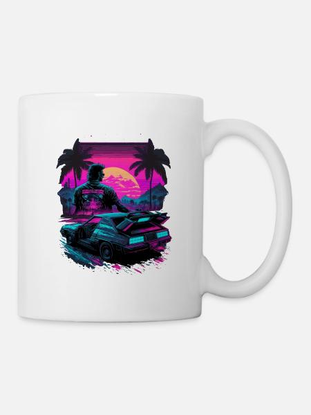 80er Jahre Neon - Tasse - Weiß