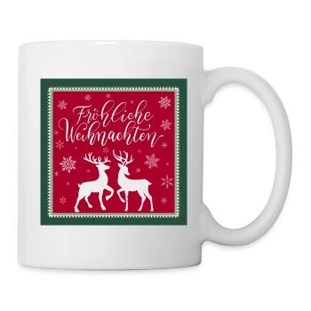 Joyeux Noël. Cerfs et cerfs dans la neige. - Mug blanc - blanc - Droite