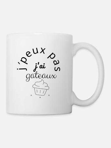 J'Peux Pas J'Ai Gâteaux noir - Mug blanc - blanc