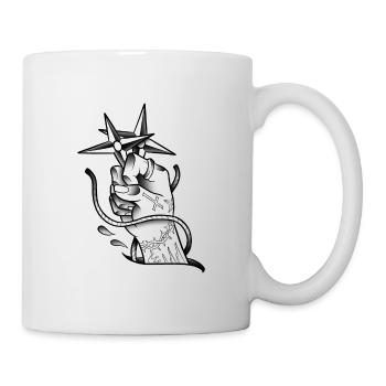 Hand Ninja Shuriken Old-School Tattoo Kunst - Tasse - Weiß - Rechts