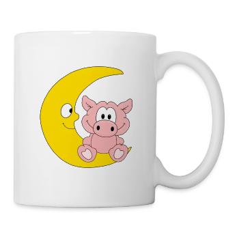 MOND - SCHWEIN - TIER - TIERISCH - KIND - BABY - Tasse - Weiß - Rechts