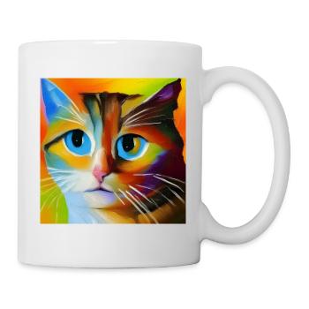 Abstract cat portrait - Mug - white - Right