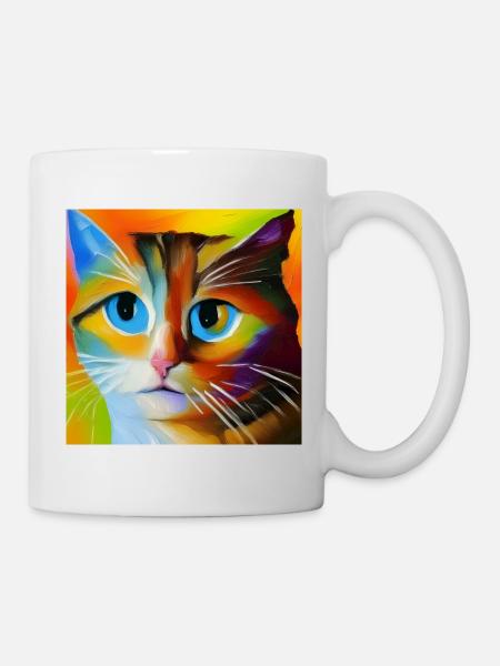 Portrait abstrait de chat - Mug blanc - blanc