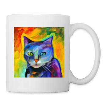 Fantasieporträt einer Katze - Tasse - Weiß - Rechts