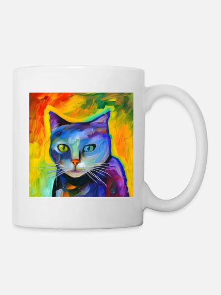 Fantasieporträt einer Katze - Tasse - Weiß