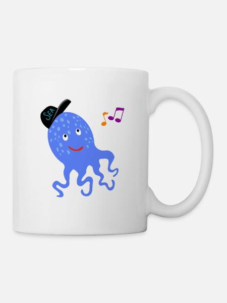 Poulpe avec casquette de baseball - Mug blanc - blanc