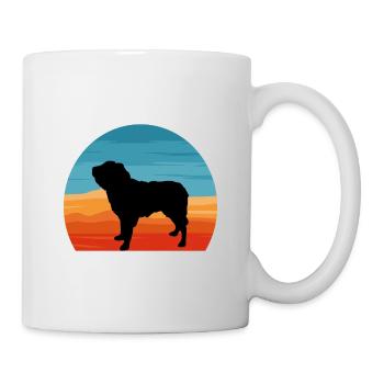 Dutch Smoushond Dog Love Silhouette Vintage Sunset - Mug blanc - blanc - Droite