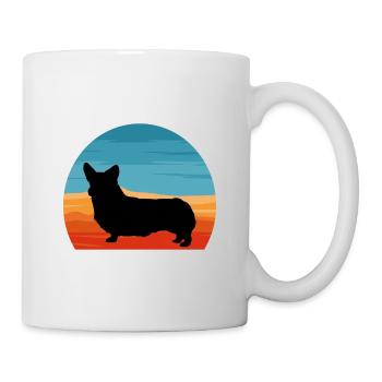 Corgi Dog Silhouette Vintage Sunset for Dog Lovers - Mug - white - Right