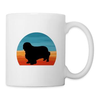 Clumber Spaniel Dog Love Silhouette Vintage Sunset - Mug - white - Right