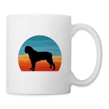 Englisch Mastiff Hund Liebe Silhouette Vintage Sonnenuntergang - Tasse - Weiß - Rechts