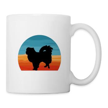 Japanisches Kinn Hundeliebhaber Silhouette Vintage Sonnenuntergang - Tasse - Weiß - Rechts