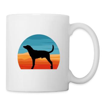 Léopard Chien Chien Amoureux Silhouette Vintage Coucher de Soleil - Mug blanc - blanc - Droite