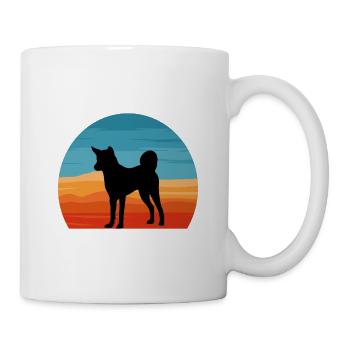 Indischer Paria Hund Liebhaber Silhouette Vintage Sonnenuntergang - Tasse - Weiß - Rechts