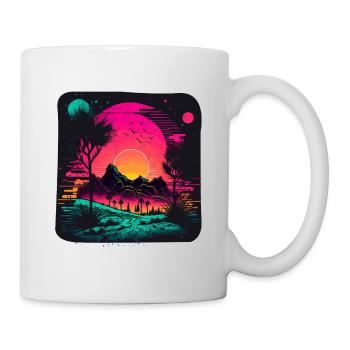 Paysage effrayant de néons - Mug blanc - blanc - Droite