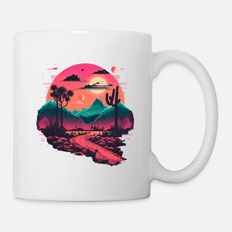 Synthwave-Gebirge - Tasse - Weiß