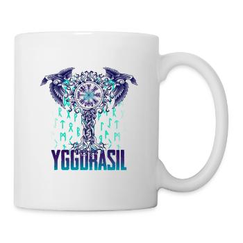 Yggdrasil World Tree and Crows - Hugin & Munin - Mug - white - Right