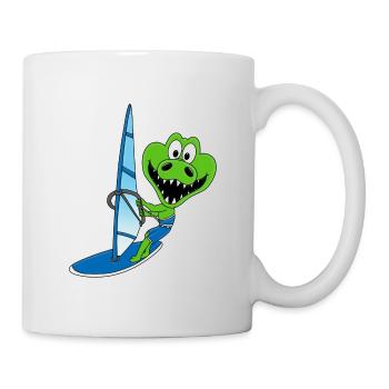 WINDSURFER - SURFER - KROKODIL - WASSERSPORT - Tasse - Weiß - Rechts