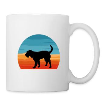Griffon Nivernais Chien Amour Silhouette Rétro Coucher de Soleil - Mug blanc - blanc - Droite