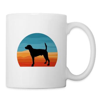 Englisch Foxhound Hund Liebhaber Silhouette Retro Sonnenuntergang - Tasse - Weiß - Rechts