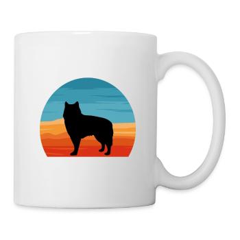 Alaskan Malamute Hundeliebhaber Silhouette Retro Sonnenuntergang - Tasse - Weiß - Rechts