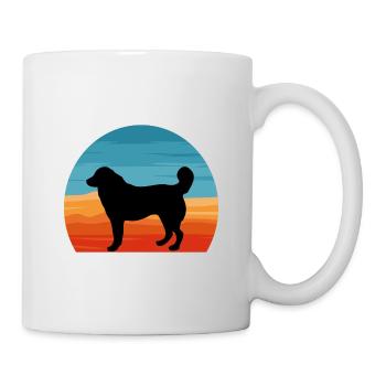 Bucovina Berger Chien Amour Silhouette Rétro Coucher de Soleil - Mug blanc - blanc - Droite