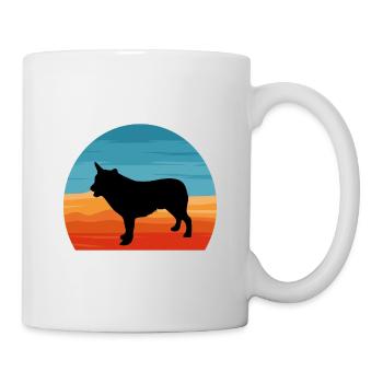 Australischer Cattle Hund Liebe Silhouette Retro Sonnenuntergang - Tasse - Weiß - Rechts